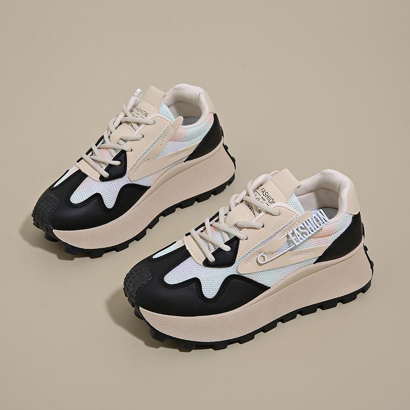 CRLAYDK Womens Chunky Sneakers Mesh Lace Up Trendy Shoes Platform Fashion Summer Casual Height Increase Ladies Walking Tennis