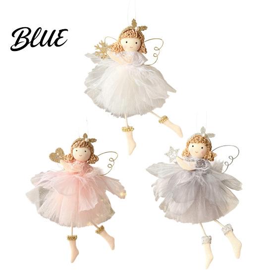 Fairy Tale Style Tree Ornaments Angel Doll Hanging with Lace Mesh And Glitter Wings for Christmas Dreamy New Year Home Decor Decoration Fabric