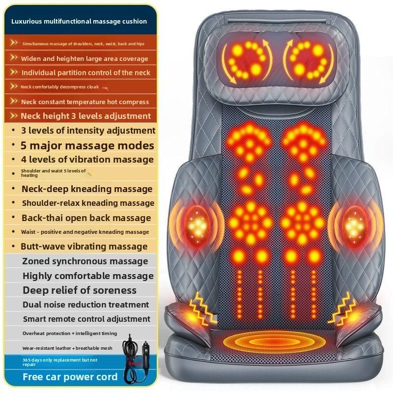 Back Massager with Heat Shiatsu Seat Cushion Flexible Nodes Massage for Full Back Massage Chair Pad Chair for Office Home Use