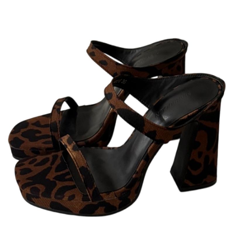 Fashion Leopard High Heels Women Slippers Fashion Sexy Shoes Summer Elegant Pumps Heeled Shoes Woman 2025 Trend Brand Zapatillas Mujer