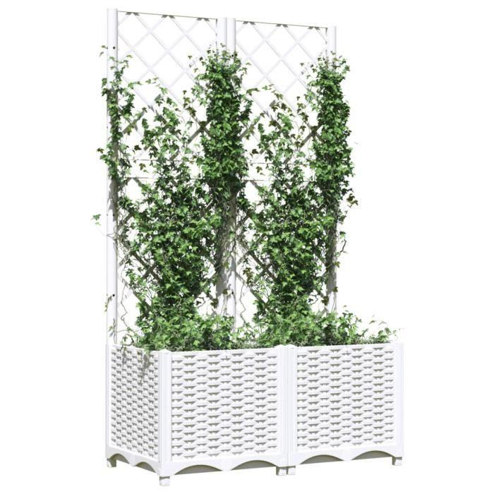 VidaXL Jardinière avec treillis Blanc 80x40x136 cm PP 153282