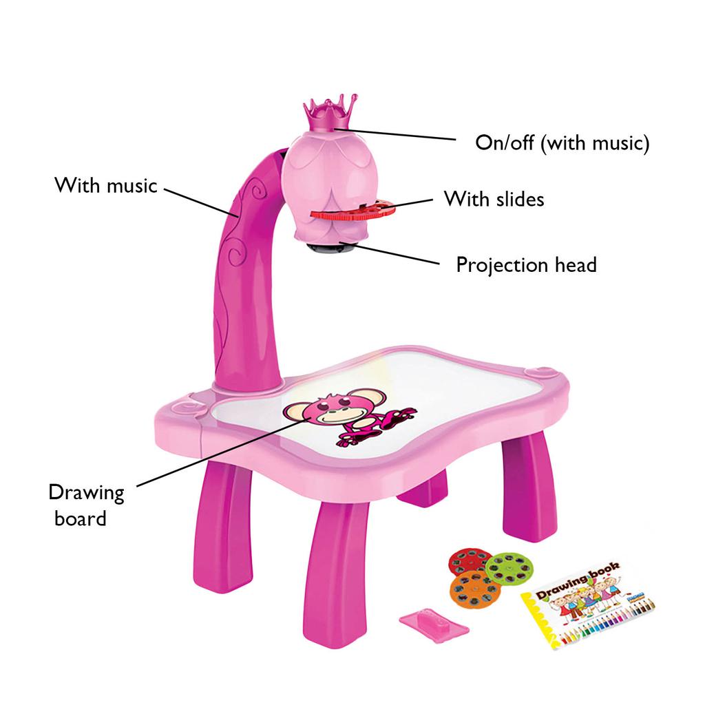 Child Smart Projector Desk With Light & Music Learning Painting Machine Toy