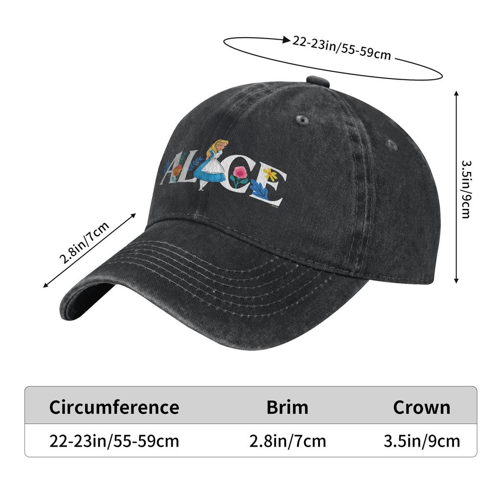 Alice In Wonderland Floral Alice Sun Baseball Cap  Unisex Women  Hip Hop Hats Summer Casual Hiking Fishing Sun-Proof Baseball Caps