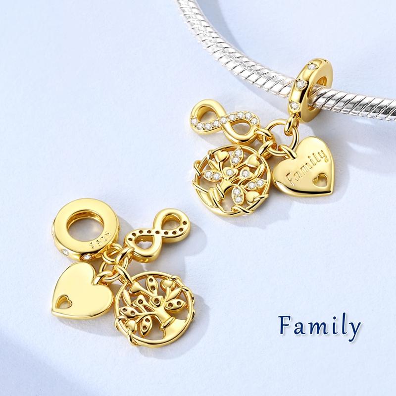 Charms Copper Yellow Pendant Beads Jewelry Fit Pan Original Bracelet Diy For Women Gift