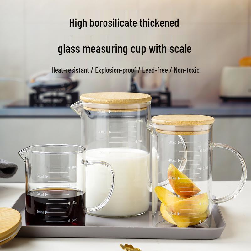 Heat-Resistant Borosilicate Glass Measuring Cup with Scale