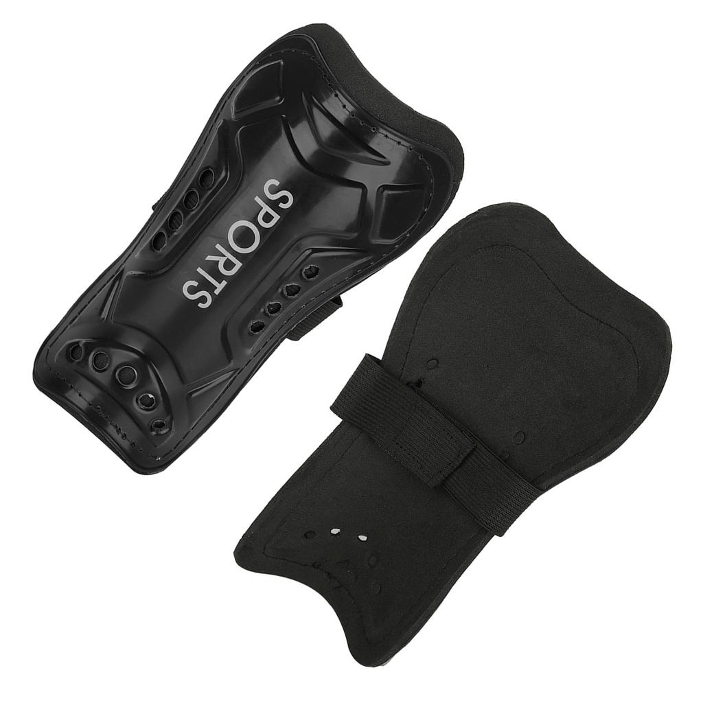 Ein Paar Kinder Fußball Schienbeinschoner Trainingsbeinschützer Sicherheitsschutz Verstellbarer Riemen (Schwarz)