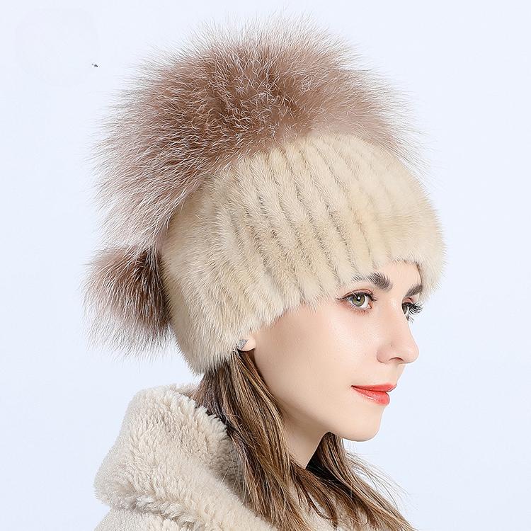 Hat Women's Winter Korean Edition Warm Mink Hair Whole Mink Skin Hat Winter Versatile Fashion Cute Girl Fur Hat