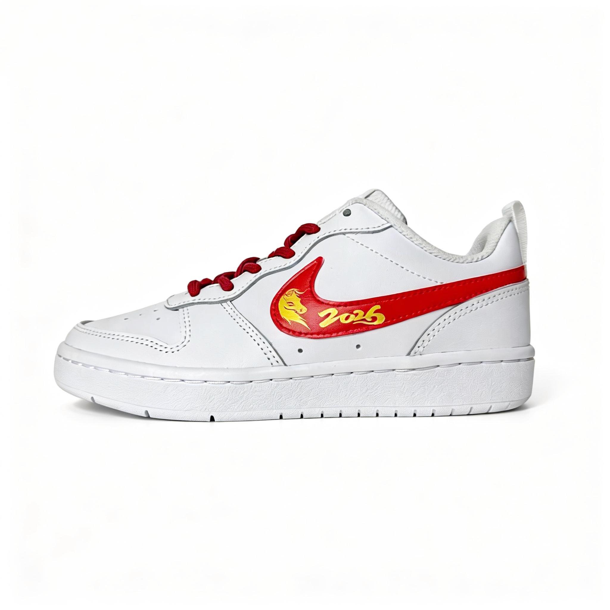 

Nike Court Borough Year Of The Horse Limited Edition Leather Slip Resistant Cushioning Abrasion Resistant Low top BQ5448-100(team1670-) 35.5