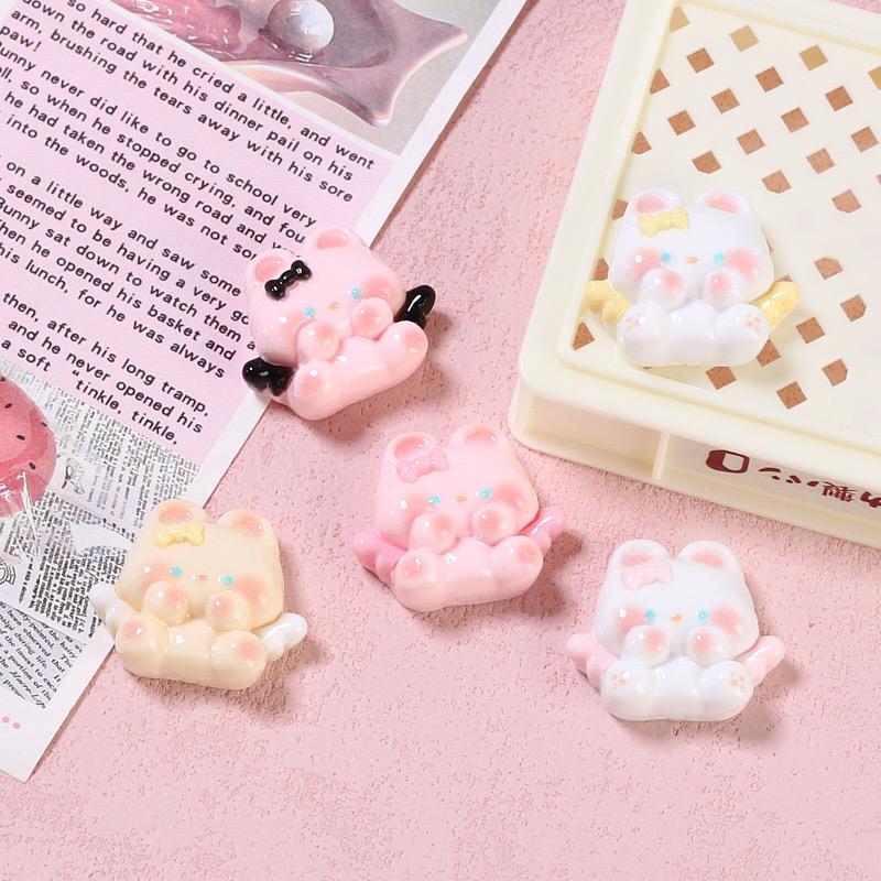 10Pcs Models Resin Cute Cartoon Rabbit Wings Series Scrapbook Diy Jewelry Hair Clips Phone Case Ornament Accessories A56