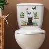 Grünpflanzen im Topf Schwarze Katze Toilette Badezimmer Toilette Heimverschönerung Dekoration Aufkleber