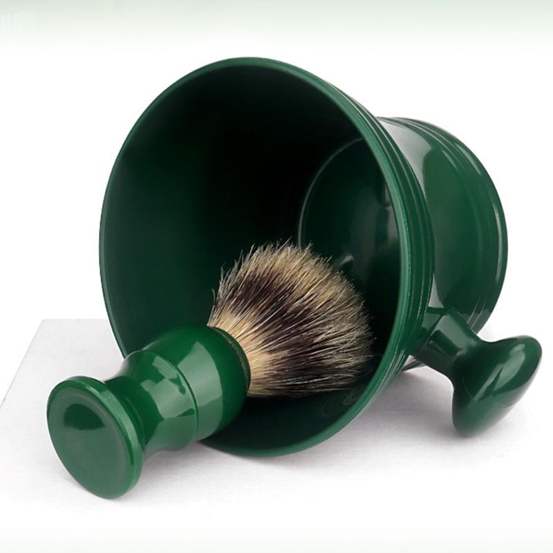 2Pieces Shaving Brush Kit Plastic Shaving Soap Bowl Shaving Lather Bowl with Shaving Brush,Create Rich Shaving Cream