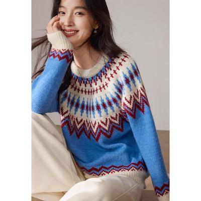 Fair Isle Jacquard Crew Neck Sweater