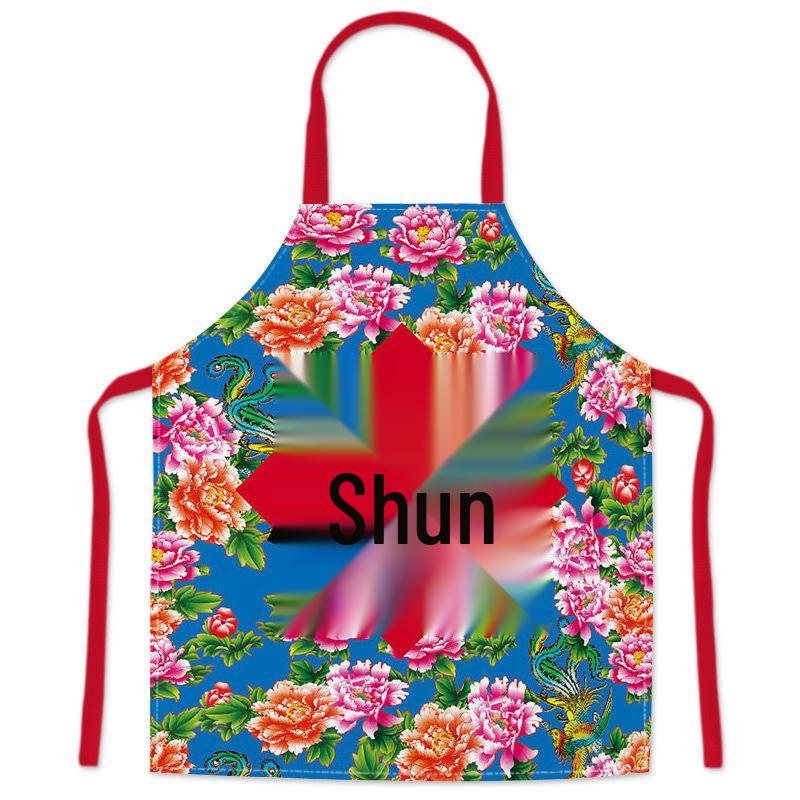 Red Festive Floral Parent-Child Sleeveless Kitchen Apron