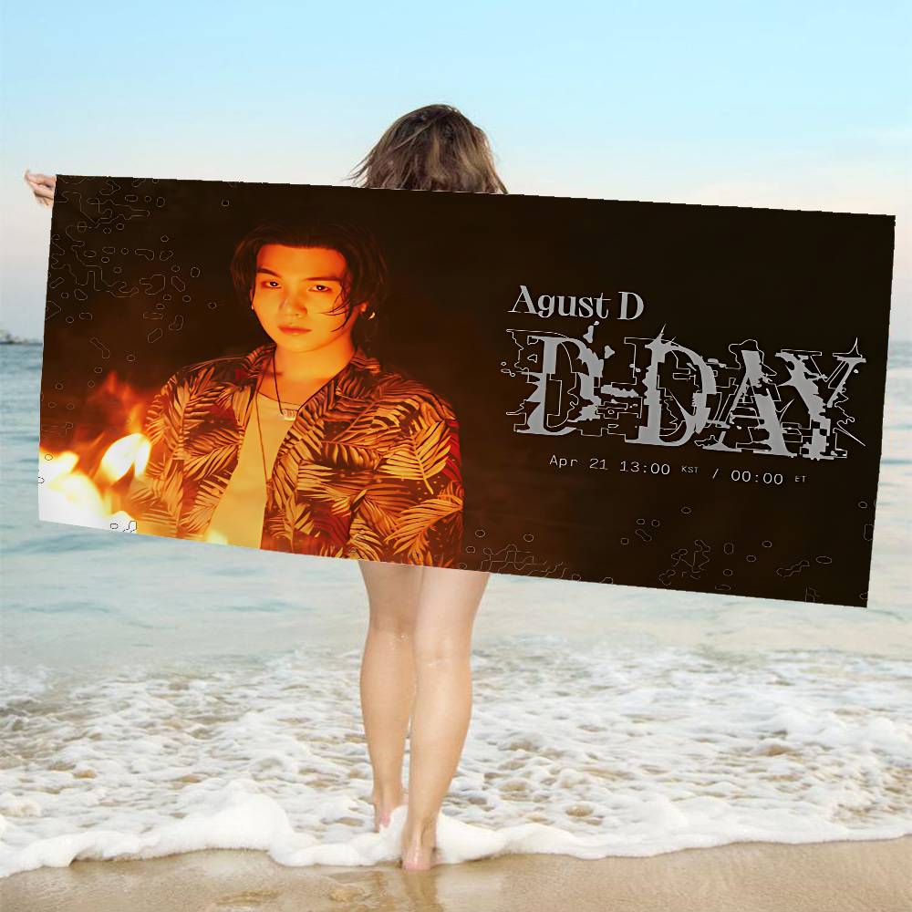 S-Suga Kpop A-Agust D Microfiber Printed Beach Towel Mountain Climbing Yoga Beach Swimming Running Absorbent Soft Towel