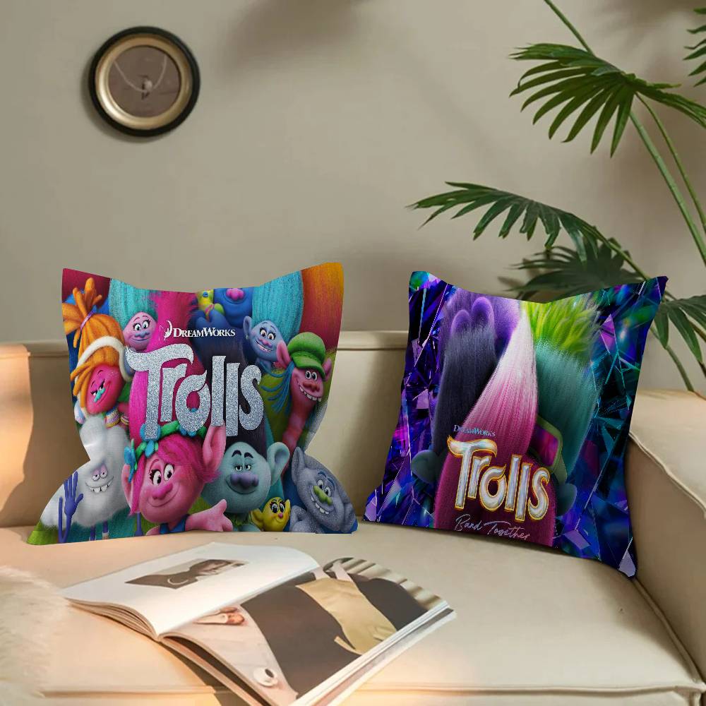 Cartoon T-Trolls Band Together 45*45cm Cushion Cover Pillow Cover Decor Pillowcase Home Pillowcase for Couch Pillow
