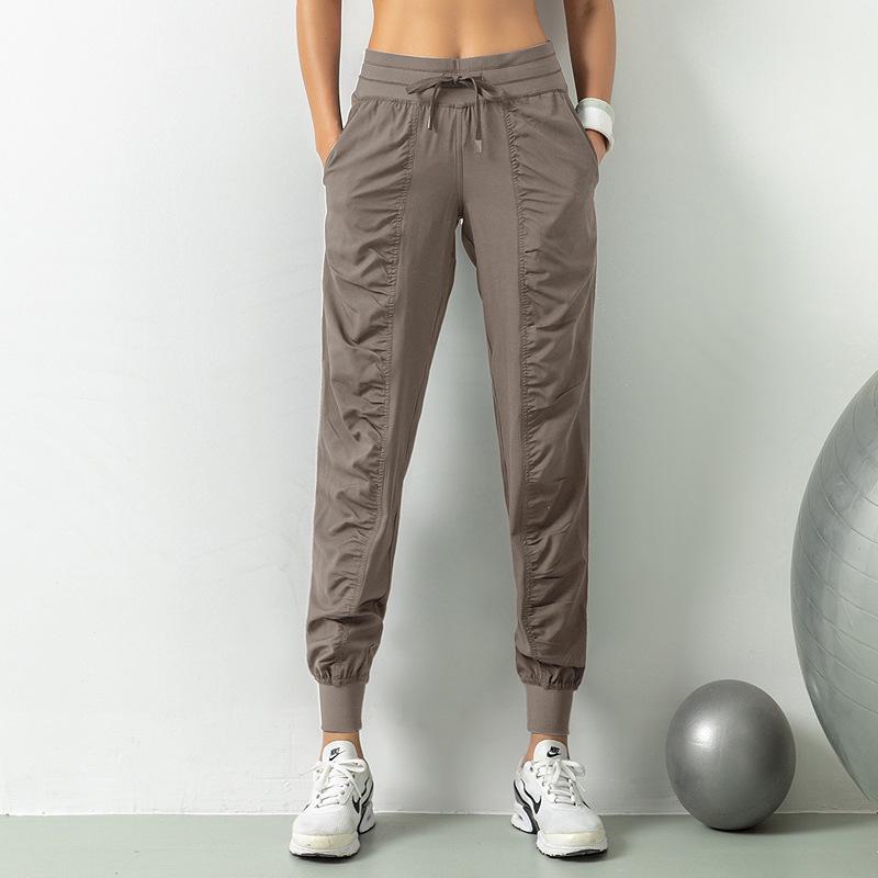 Lulu Women's Lightweight Quick-Dry Pleated Joggers - Breathable, Loose, Slimming, Casual Fitness Pants for Summer Running