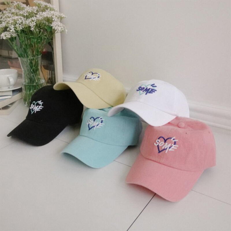 Women s Pastel Heart Embroidered Ball Cap Summer Hat white