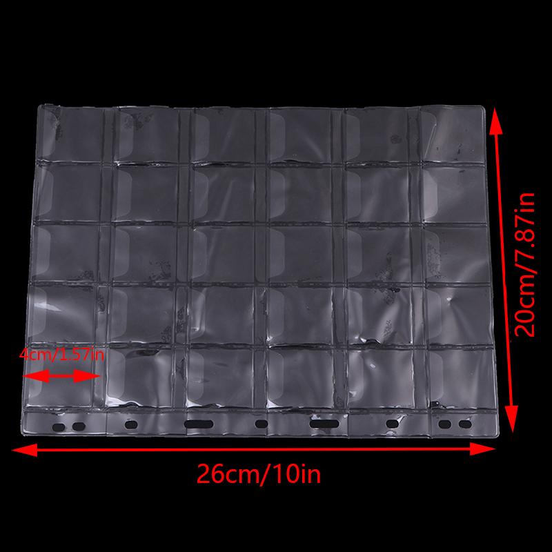 1 Sheet 30 Pockets Plastic Coin Holders Storage Collection Money Album Case