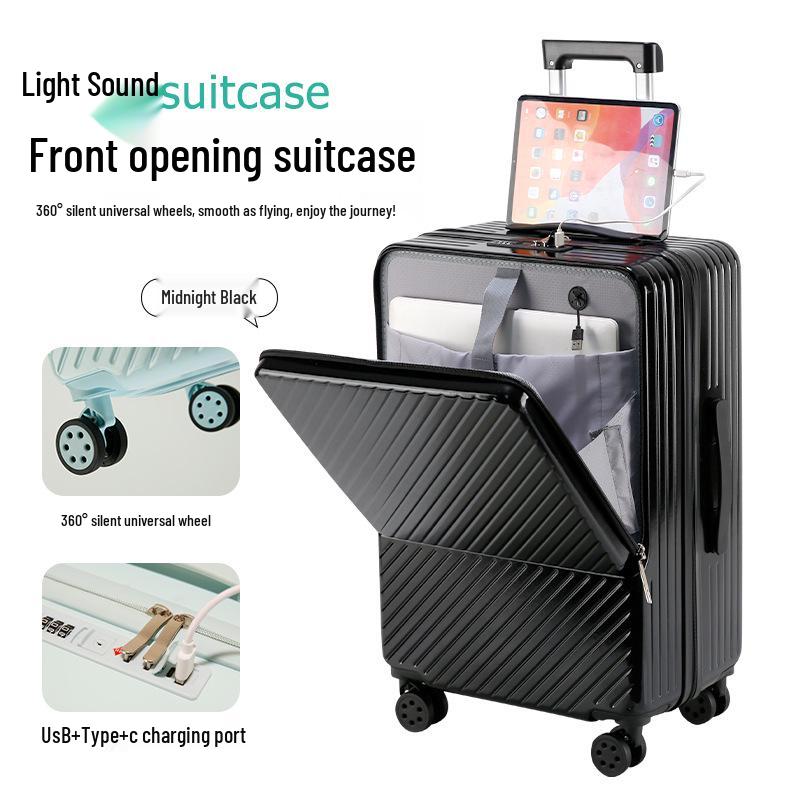 24-Inch Silent Universal Wheel Suitcase with Front Opening and Combination Lock