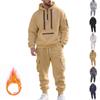 2025 European Men's Trendy Plus Velvet Hooded Multi-Pocket Sweatshirt & Sweatpants Set
