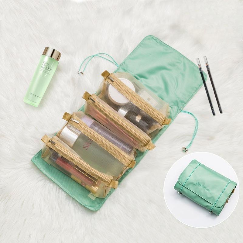 1Pc Portable Waterproof Hanging Cosmetic Bag - Large Capacity 4-in-1 Travel Toiletry Organizer