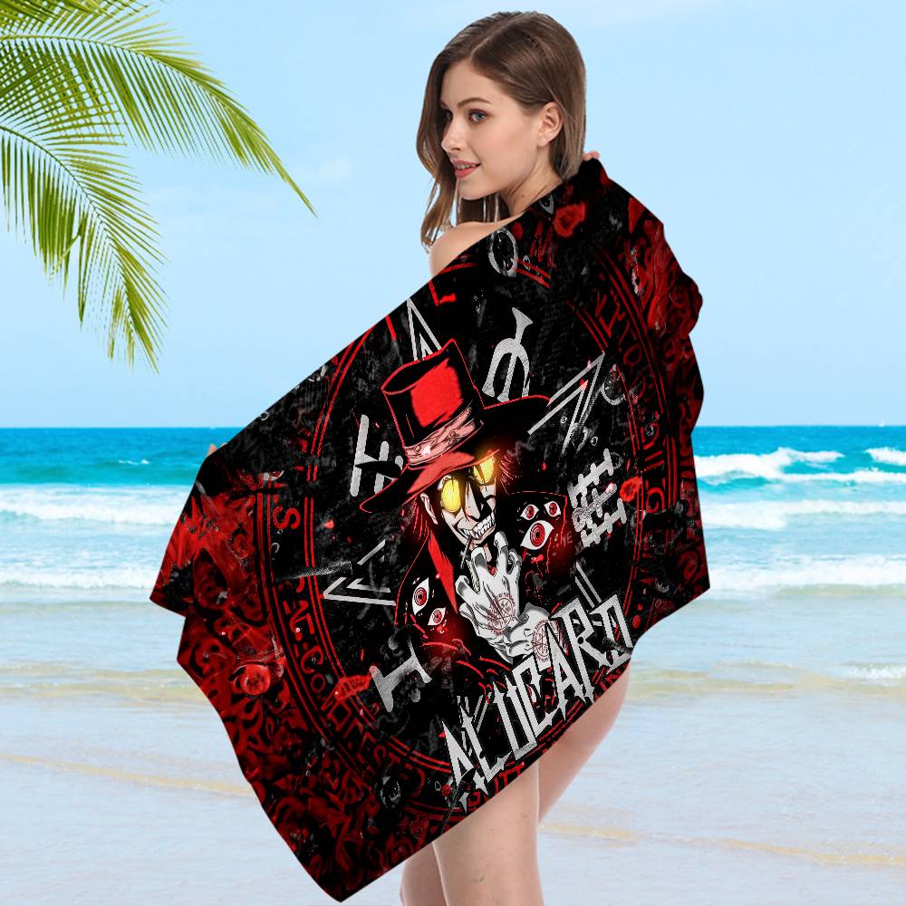 Horror Anime H-Hellsing Microfiber Blanket Quick Drying Beach Towels Oversized Printing Super Absorbent Pool Towel Blanket