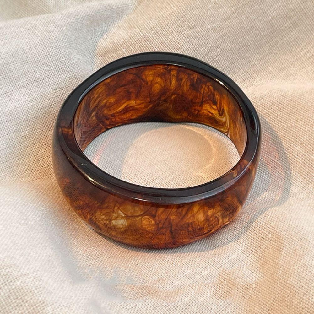 Bohemian Irregular Wide Bracelet Smudging Retro  Hand Ring Unique Acrylic Bangle  Gift
