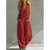 TIFICY Moda feminina casual verão primavera cor sólida estampa sem mangas decote em v cintura solta calças macacões e macacões