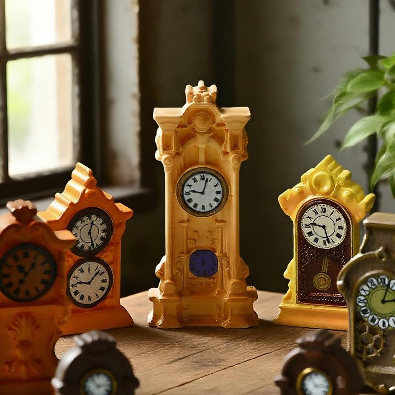 1/8Pcs Doll House Accessories 1:12 Dollhouse Miniature Wall Clock European Vintage Clock Furniture Model Decor Toy