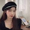 Pearl beret women's versatile fashion hat autumn and winter painter hat retro trend bud hat high sense