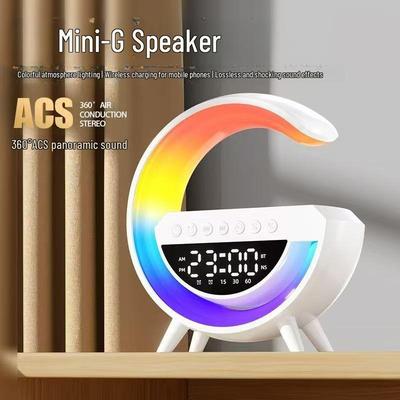 Enceinte Bluetooth iCross 3401MIN: Appareil multifonction avec réveil intégré, chargement sans fil et lumière d'ambiance