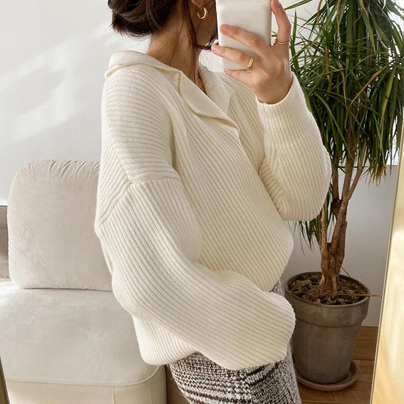 Hirsionsan Herbst Einfache Grund Kaschmir Jumper Frauen Casual Solide V-ausschnitt Pullover Weibliche Lange Hülse Lose Faul Gestrickte Pullover