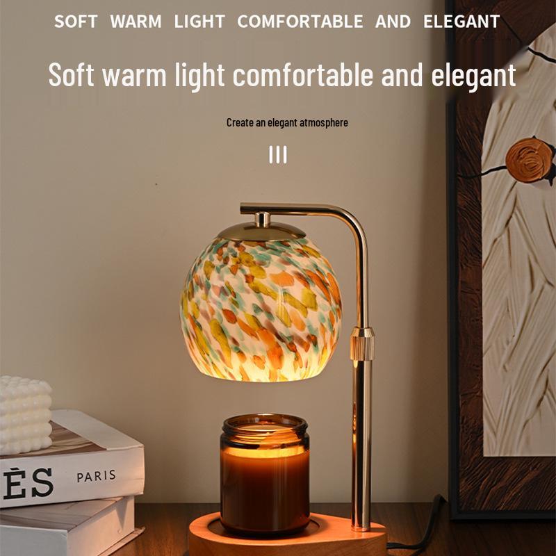 Colorful Glass Scented Candle Lamp: Adjustable Height, Romantic Bedside Night Light
