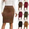 Women's High Waist Zip-Up Bodycon Midi Skirt for Fall and Winter