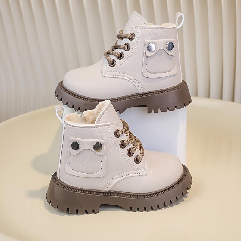 Schicke Retro Chelsea Boots für Jugendliche, weiche Sohle, Reißverschluss, Schnürung, kuscheliges Fleecefutter, Herbst-Winter-Schuhwerk