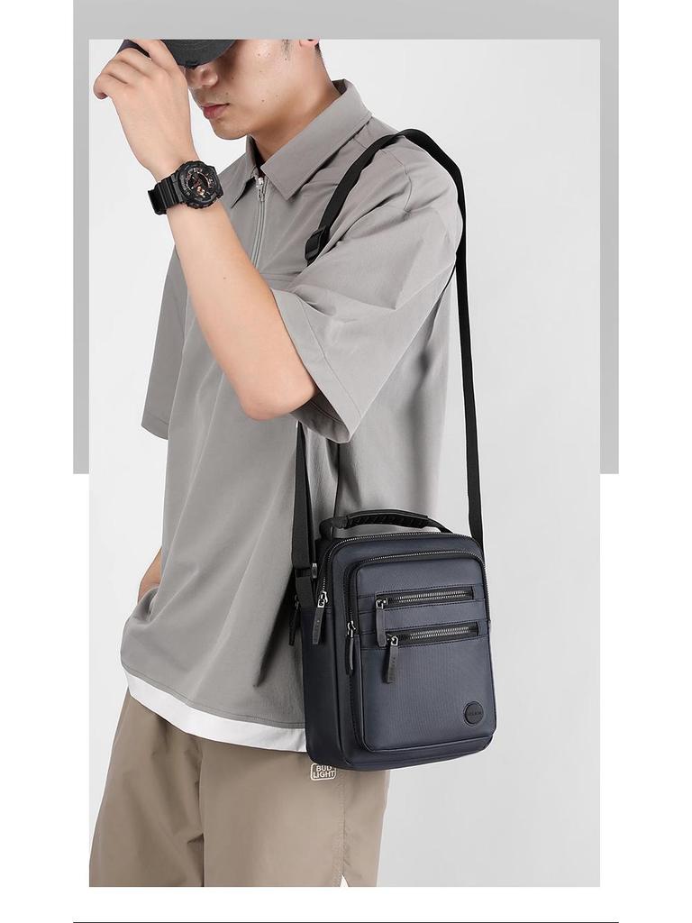 Men's Large Capacity Oxford Cloth Business Backpack & Crossbody Bag - Black