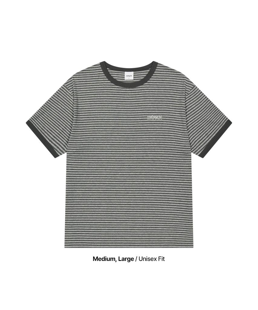 MAHAGRID Basic Logo Stripe Ringer Tee Gray(Mg2Gmmt528A)