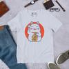 Japanische Maneki Neko Glückskatze T-Shirt Glück Reichtum Goldmünze Weiche Baumwolle T-Shirt