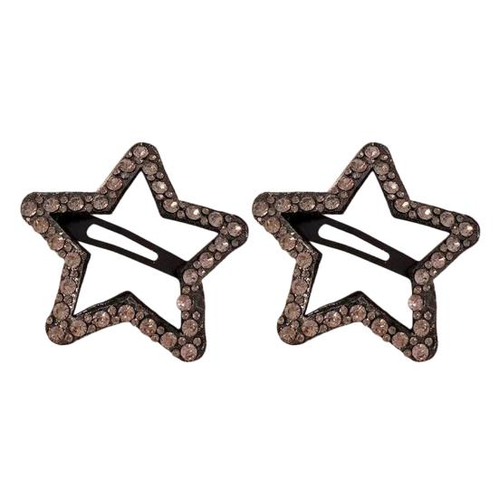 Hairpins Rhinestones Shining Hollow Five-Pointed Star Shape Hair Clips Stable Non-Damaging Hair