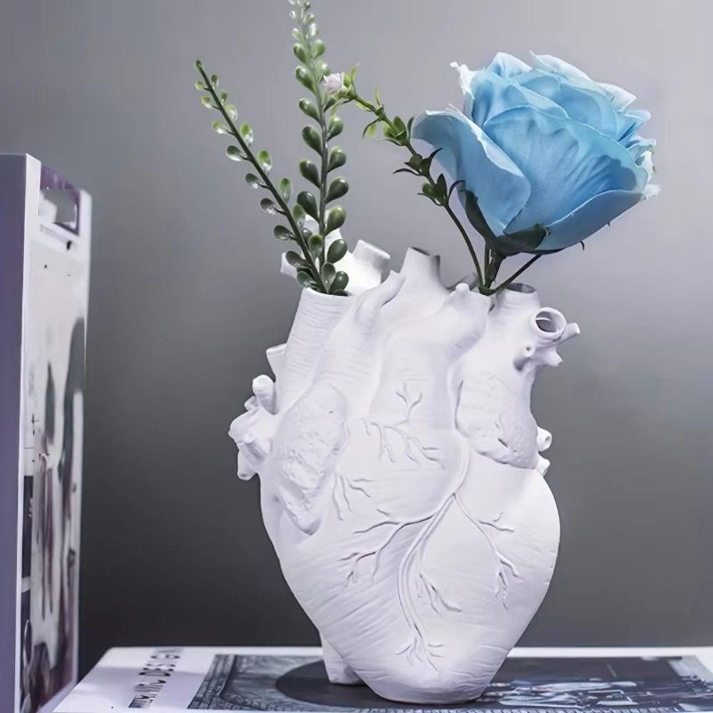 5 Colors Heart Shaped Vase Creative Dried Flower Container Flower Vessel  Home Decoration