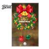 Winter Theme Glass Stickers Christmas Wreath Window Cling Reusable Static Sticker with Red Bow and Colorful Easy Install Ball Decor PVC Decal