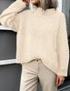 Cross Europe 2026 Women's High Neck Cable Knit Long Sleeve Pullover - Autumn/Winter Style