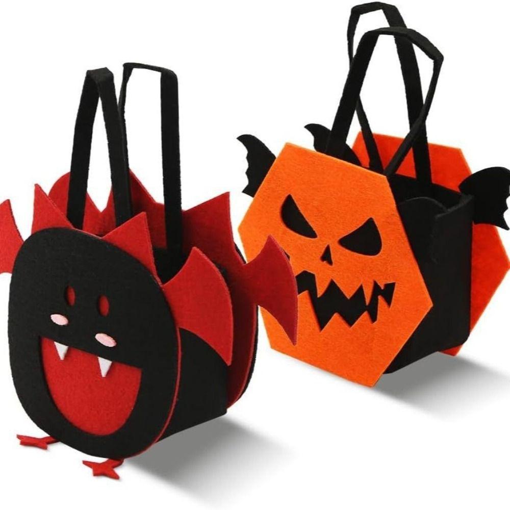 Felt Material Halloween Trick-or-Treat Bag Handheld Size Stereo Design Goody Bags Non-woven Tote Classic Elements