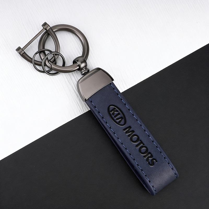 JCRZ5 Leather Car Styling Keychain Pendant Keyring Accessory For KIA KN Forte Sportage EV9 Stonic K2 K5 Ceed Proceed GT Line Soul Flip