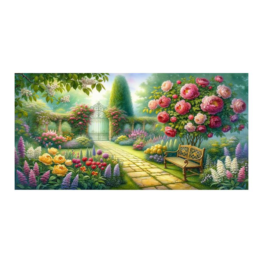

Garden Scenery Large Size Diamond Painting Diy Full Square Round Drill Rhinestone Embroidery Flowers Mosaic Cross Stitch Kits Round drill 30x60cm
