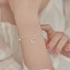 925 Silver Star Moon Bracelet Women Girls Vintage Korean Crystal Charm Jewelry Gift Sparkling Party Accessories
