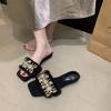 Women's One Word Slippers Autumn New Fashion Comfort Luxury Water Diamond Plush Shoes Lightweight Non Slip Outdoor Casual Shoes