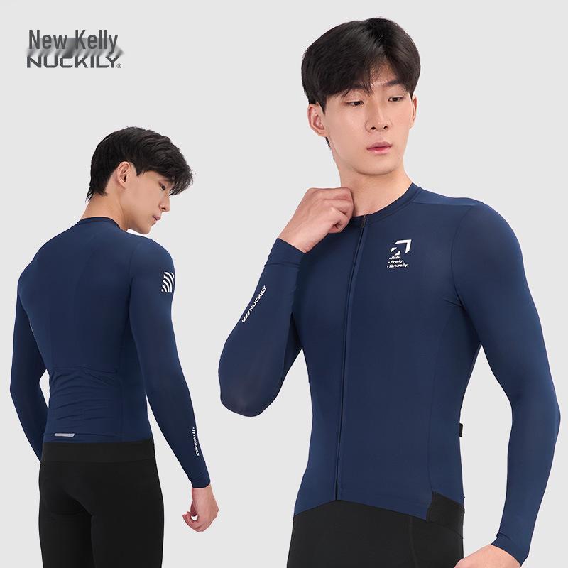 NUCKILY Men s Quick-Dry Cycling Jersey Long Sleeve Sweat-Wicking Milk Silk for Autumn S