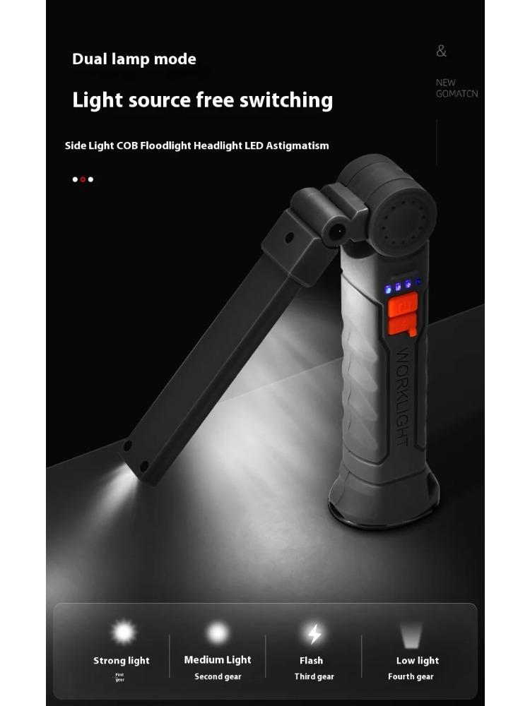 450LM COB LED Worklight Flashlight USB-C 800mA Work Light Magnetic 360° Garage Repair Inspection Lamp 4Mode Pocket Flood Light