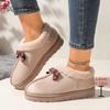 Autumn Winter Women's Footwear Plush Snow Boots Bow-tie Suede Warm Slip On Round Toe Boots Non-slip Thick Bottom Women Shoes